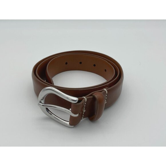 J. Crew Other - J.Crew Brown Genuine Italian Leather Silvertone Buckle Belt Size 34